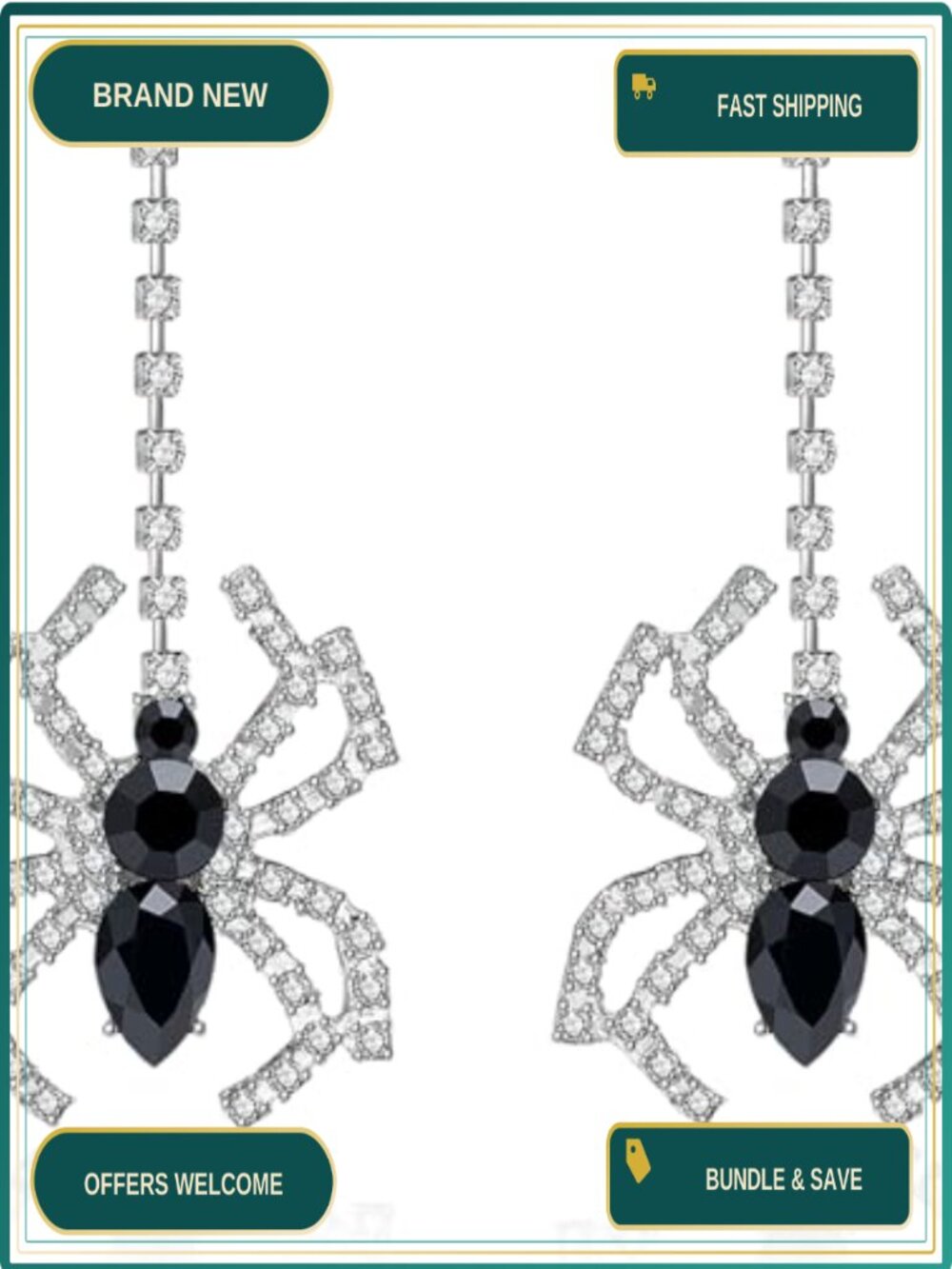 Spider Dangle Earrings Alloy Steel Goth Cosplay Party Jewelry